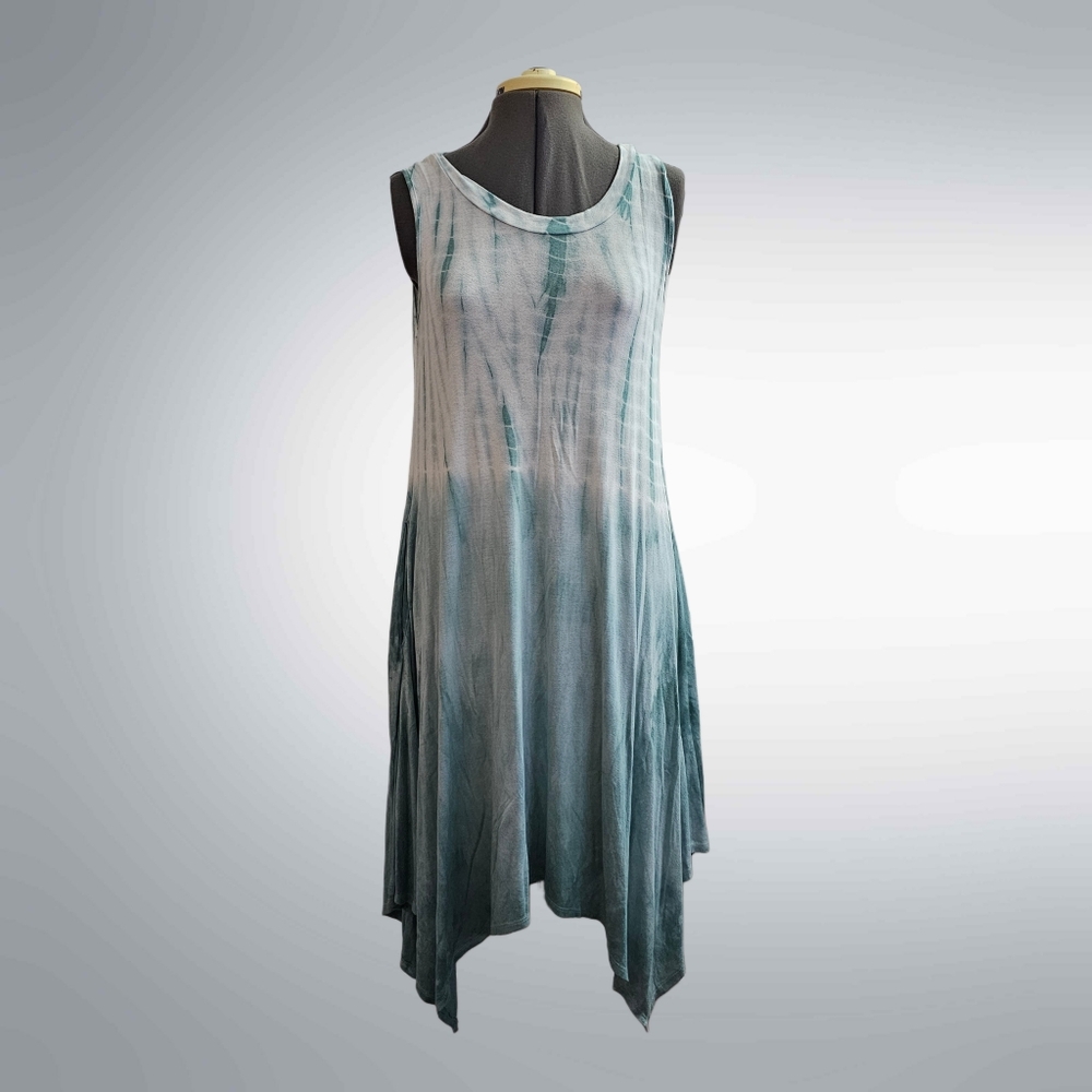 4/$20 Turquoise Tie Dye Ombre Assymetrical Hem Dress